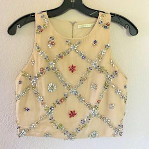 Alice + Olivia rhinestone pattered crop top